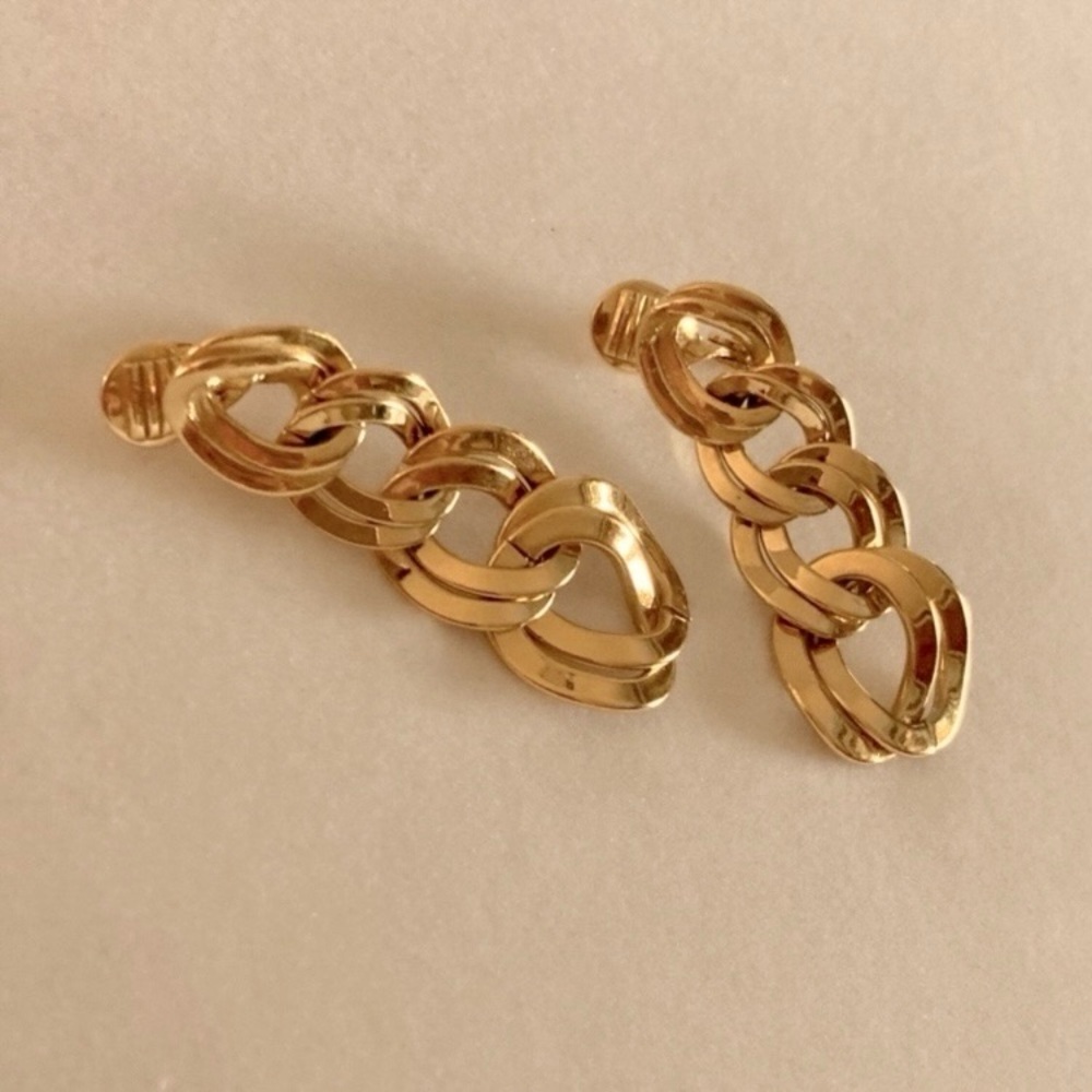 Vintage Estate Gold Chain Link Earrings